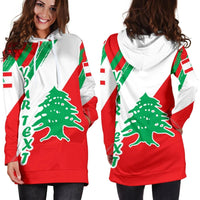 Lebanon Personalised Women's Hoodie Dress - Lebanon Flag Polygon Style24 RLT6 - Wonder Print Shop