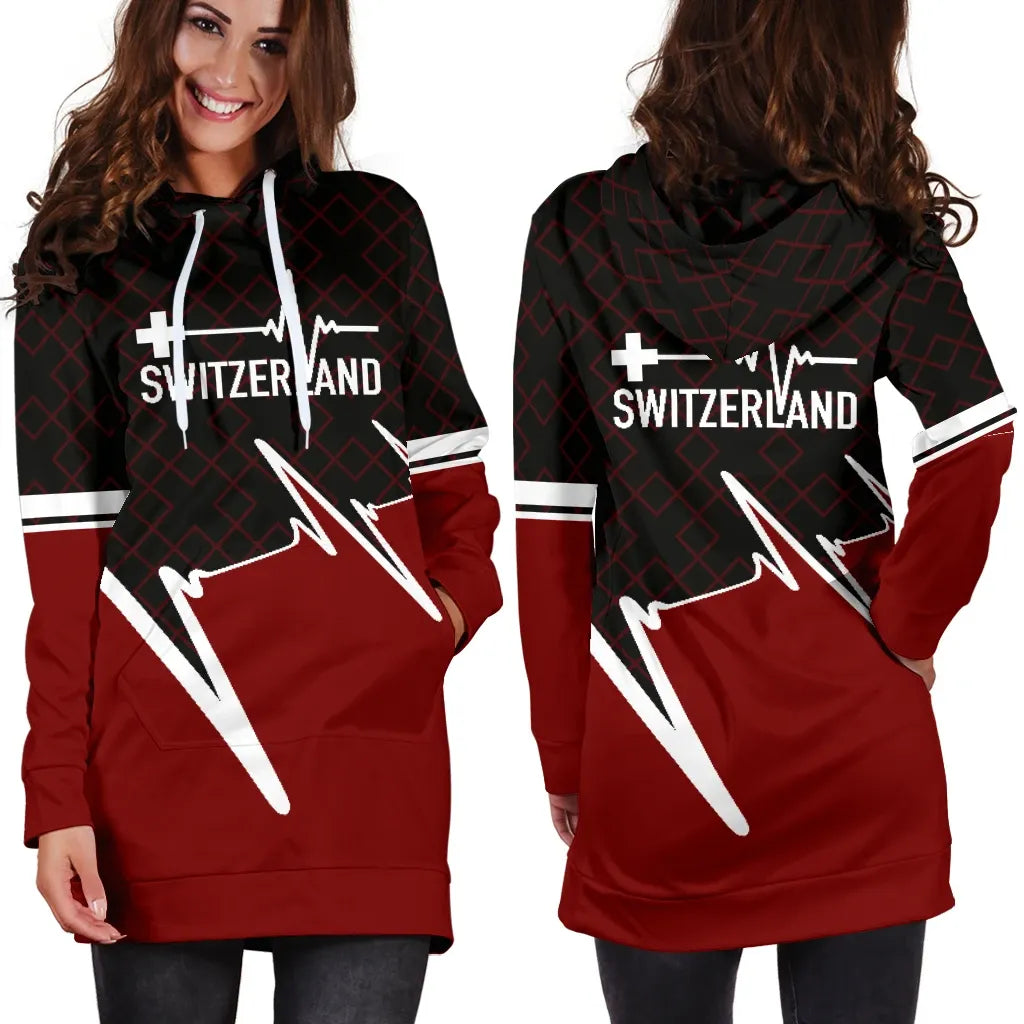Switzerland Hoodie Dress Switzerland In My Heartbeat RLT13 - Wonder Print Shop