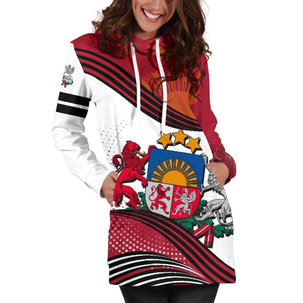 Latvia Hoodie Dress Fall In The Wave RLT6 - Wonder Print Shop