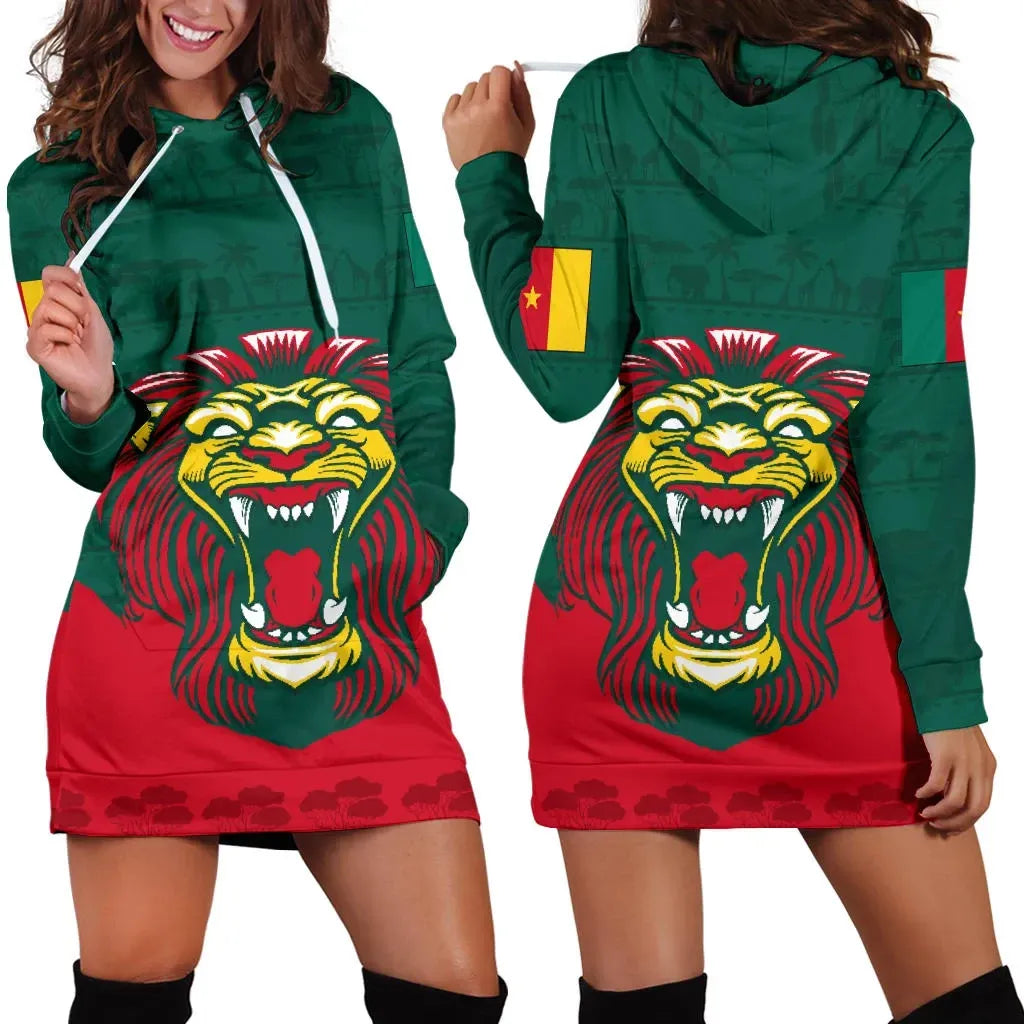 Cameroon Hoodie Dress Lion RLT7 - Wonder Print Shop