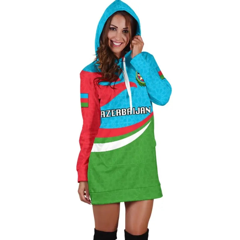 Azerbaijan Women Hoodie Dress Proud Version RLT8 - Wonder Print Shop