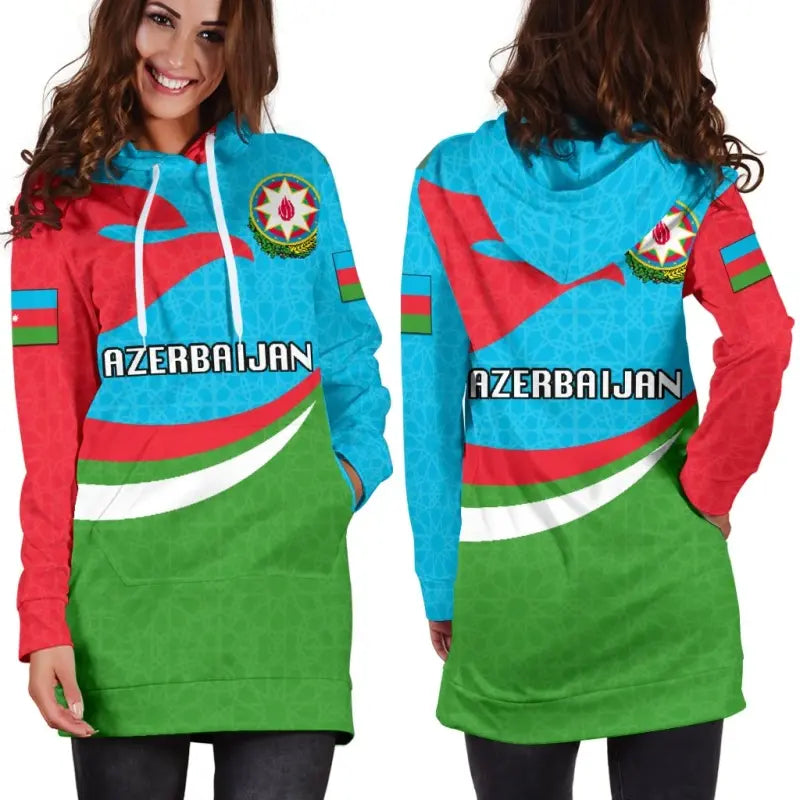 Azerbaijan Women Hoodie Dress Proud Version RLT8 - Wonder Print Shop