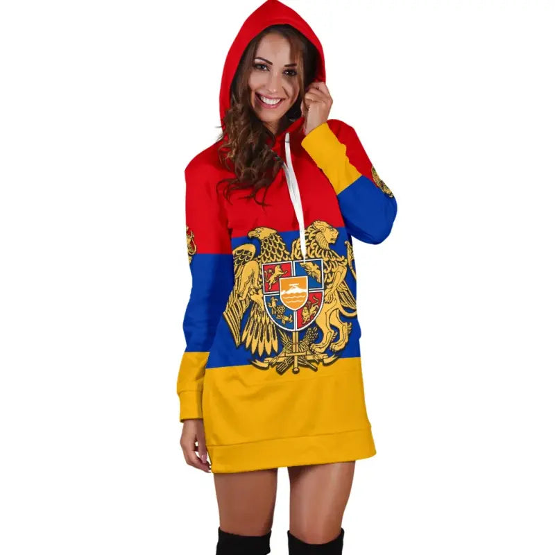 Coat Of Arms Armenia Women Hoodie Dress Flag Pattern RLT8 - Wonder Print Shop
