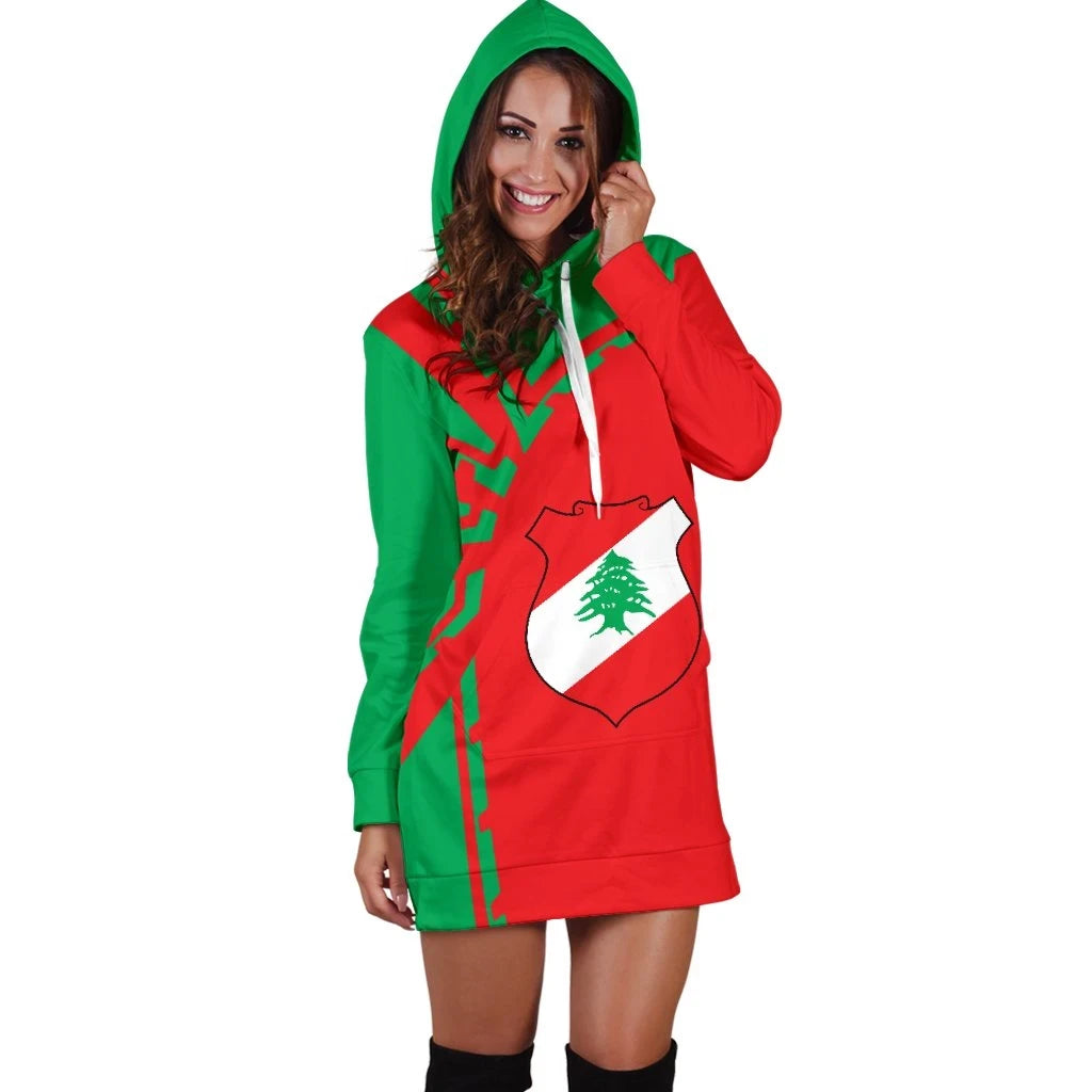 Lebanon Hoodie Dress Premium Style RLT6 - Wonder Print Shop