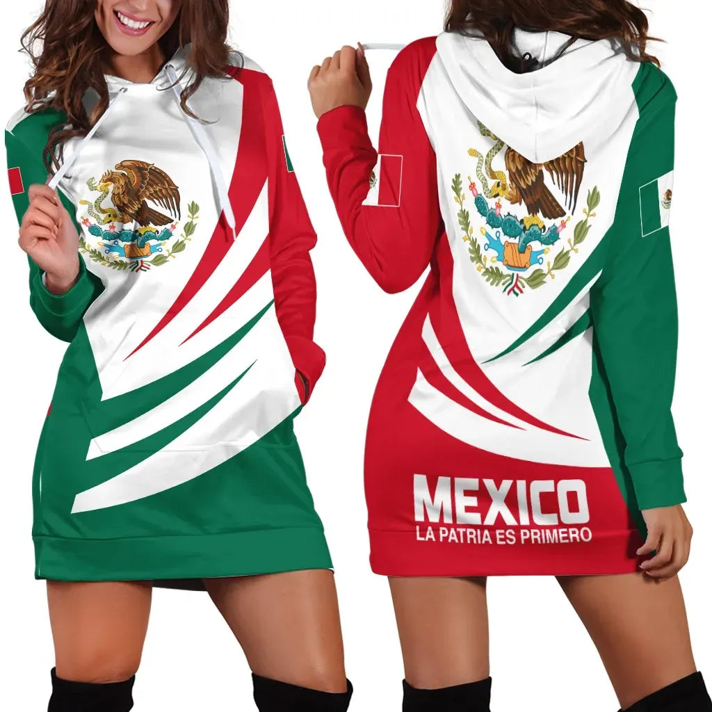 Mexico Hoodie Dress Coat Of Arms Bincjou RLT13 - Wonder Print Shop