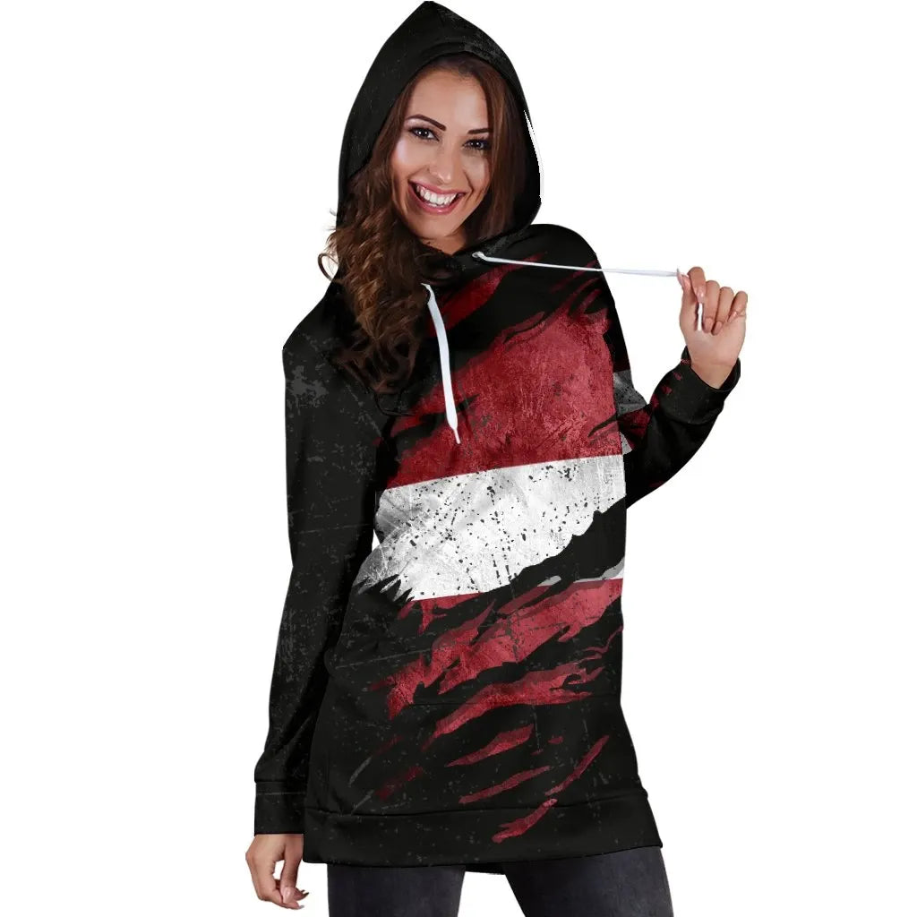 Latvia In Me Women's Hoodie Dress - Special Grunge Style RLT6 - Wonder Print Shop