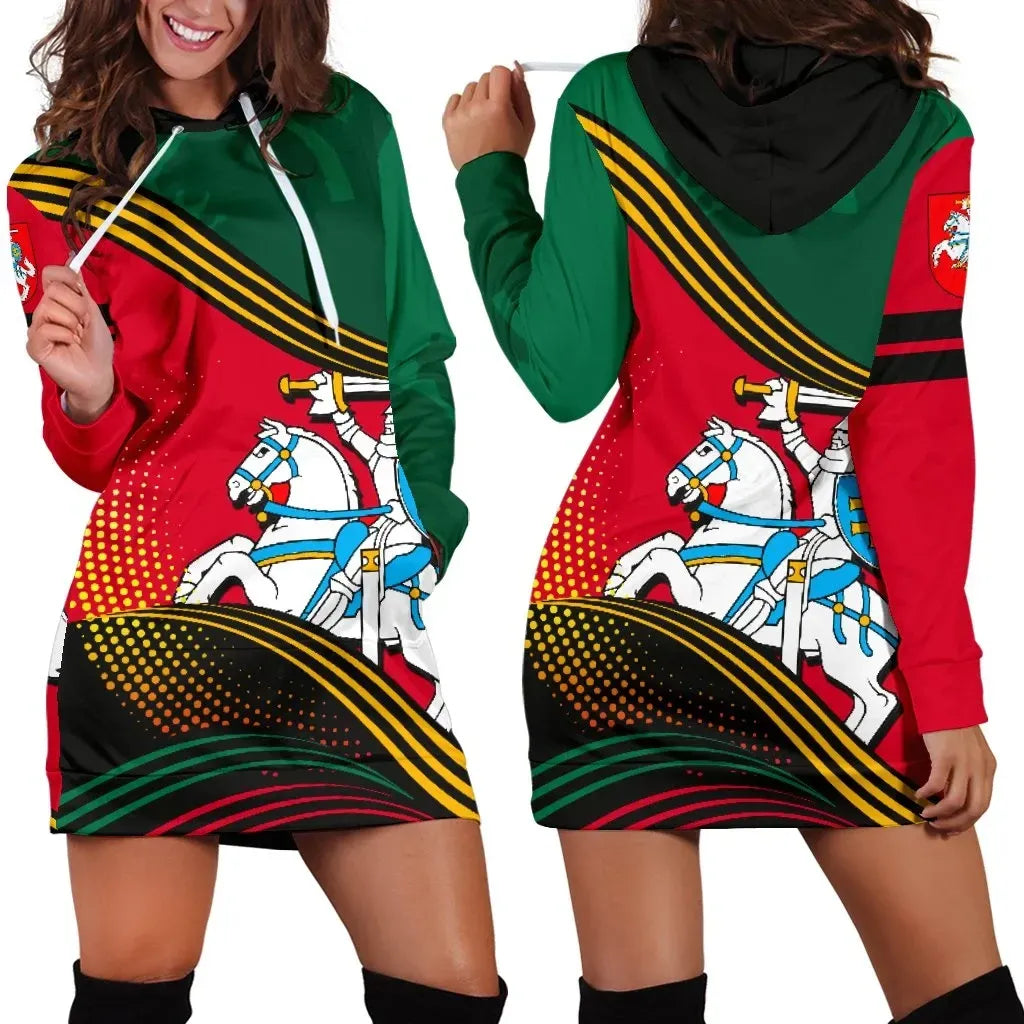 Lithuania Hoodie Dress Fall In The Wave RLT6 - Wonder Print Shop