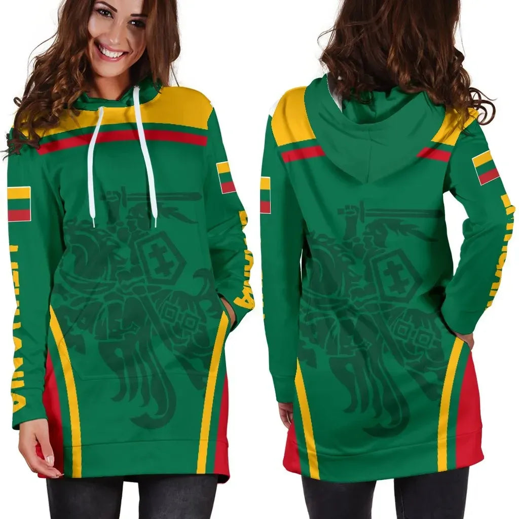 Lithuania Hoodie Dress Active Warrior RLT6 - Wonder Print Shop