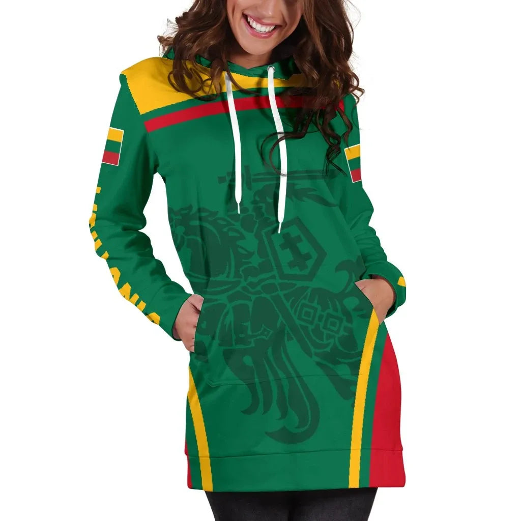 Lithuania Hoodie Dress Active Warrior RLT6 - Wonder Print Shop