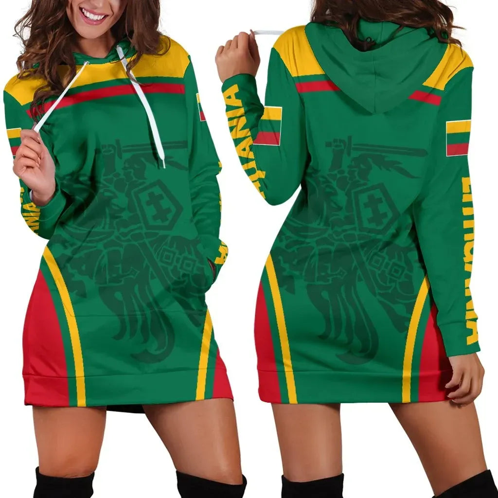 Lithuania Hoodie Dress Active Warrior RLT6 - Wonder Print Shop