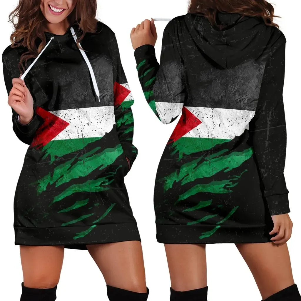 Palestine In Me Women's Hoodie Dress Special Grunge Style RLT13 - Wonder Print Shop