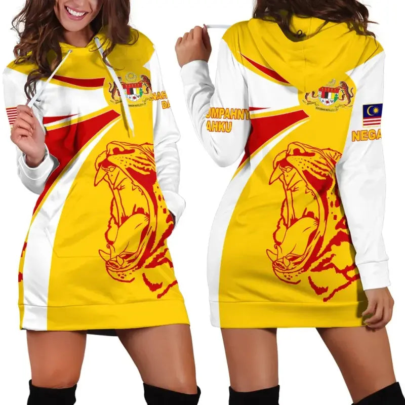 Malaysia Hoodie Dress Round Coat Of Arms Lion RLT12 - Wonder Print Shop