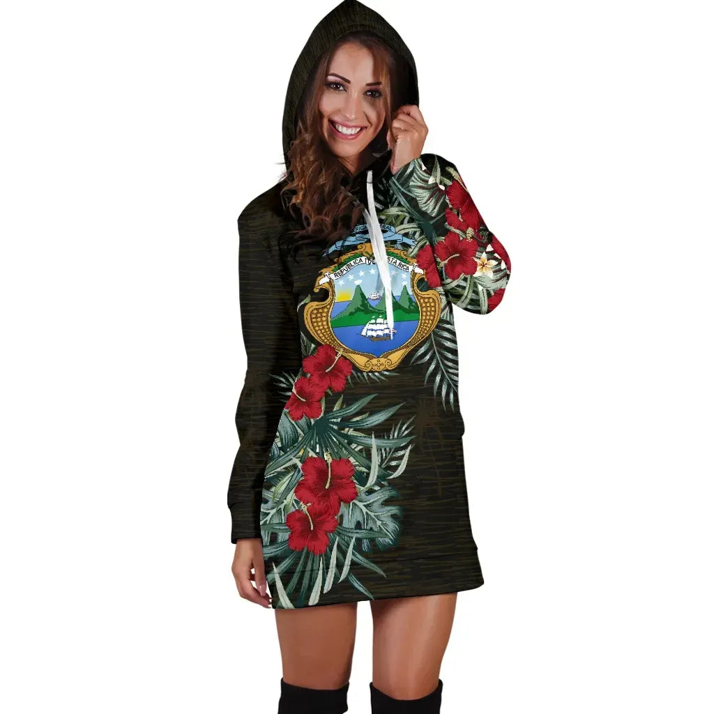 Costa Rica Hibiscus Hoodie Dress RLT13 - Wonder Print Shop