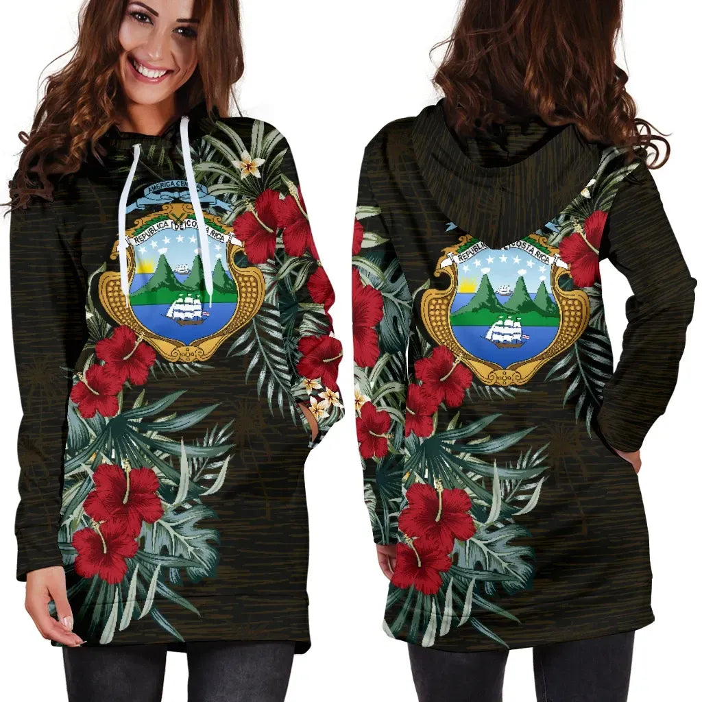 Costa Rica Hibiscus Hoodie Dress RLT13 - Wonder Print Shop