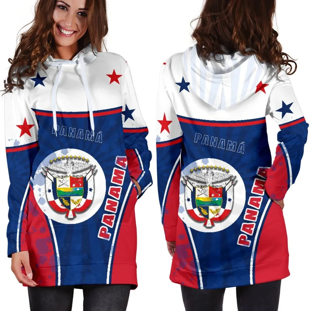 Panama Women Hoodie Dress Circle Stripes Flag Version RLT13 - Wonder Print Shop