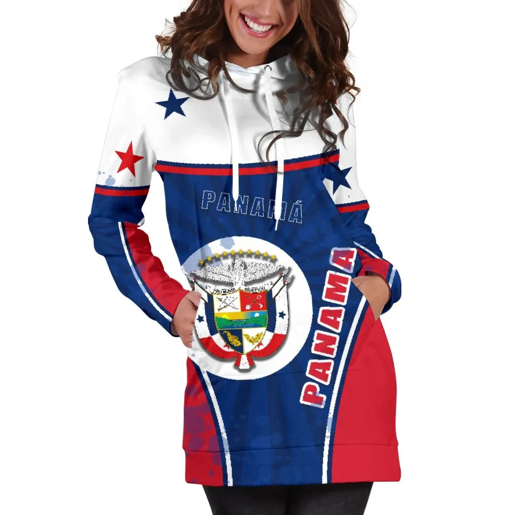 Panama Women Hoodie Dress Circle Stripes Flag Version RLT13 - Wonder Print Shop