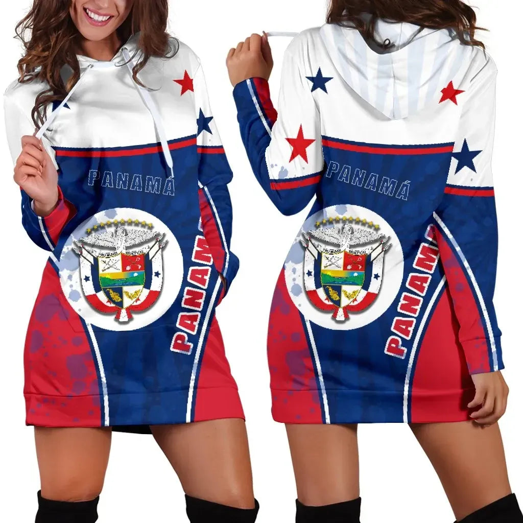 Panama Women Hoodie Dress Circle Stripes Flag Version RLT13 - Wonder Print Shop