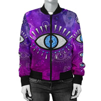 Jacket - Evil Eye Women's Bomber Jacket Universe Style LT8 - Wonder Print Shop