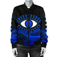 Jacket - Evil Eye Women's Bomber Jacket Original Style - Blue LT8 - Wonder Print Shop