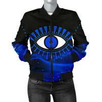 Jacket - Evil Eye Women's Bomber Jacket Original Style - Blue LT8 - Wonder Print Shop