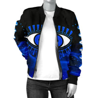 Jacket - Evil Eye Women's Bomber Jacket Original Style - Blue LT8 - Wonder Print Shop