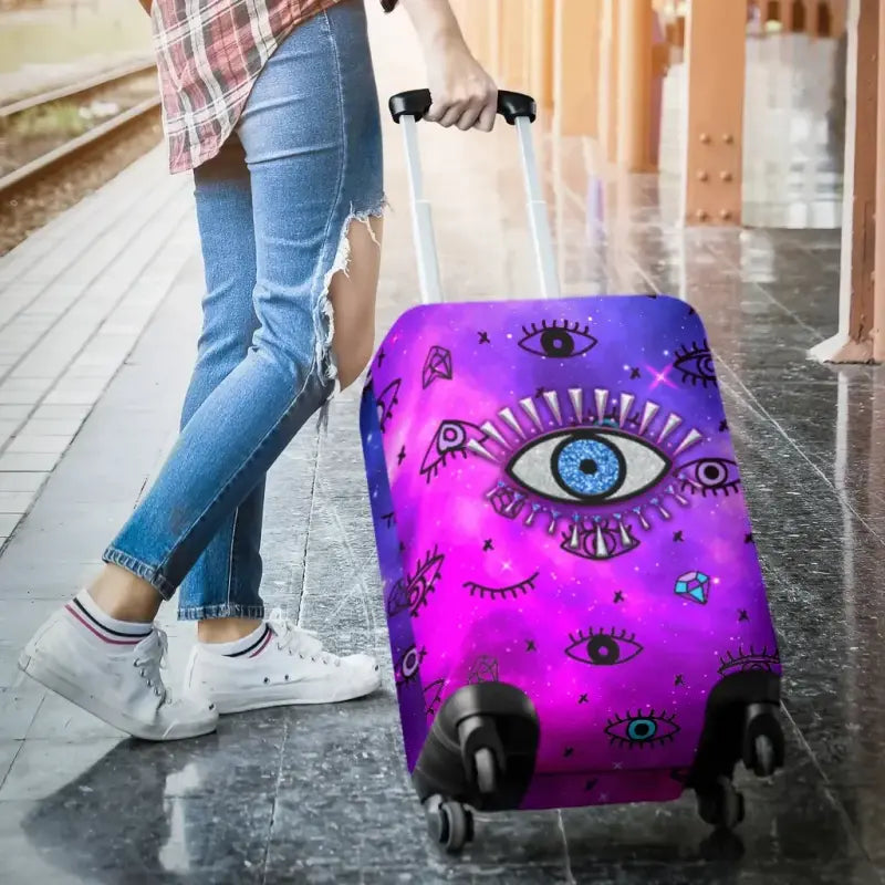 Luggage Cover - Evil Eye Luggage Covers Simple Style - Pink LT8 - Wonder Print Shop