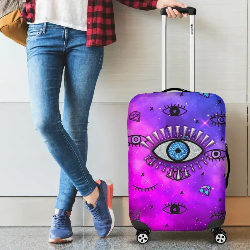 Luggage Cover - Evil Eye Luggage Covers Simple Style - Pink LT8 - Wonder Print Shop