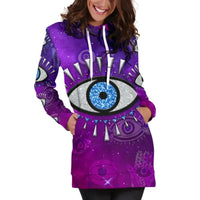 Clothing - Evil Eye Women's Hoodie Dress Universe Style LT8 - Wonder Print Shop