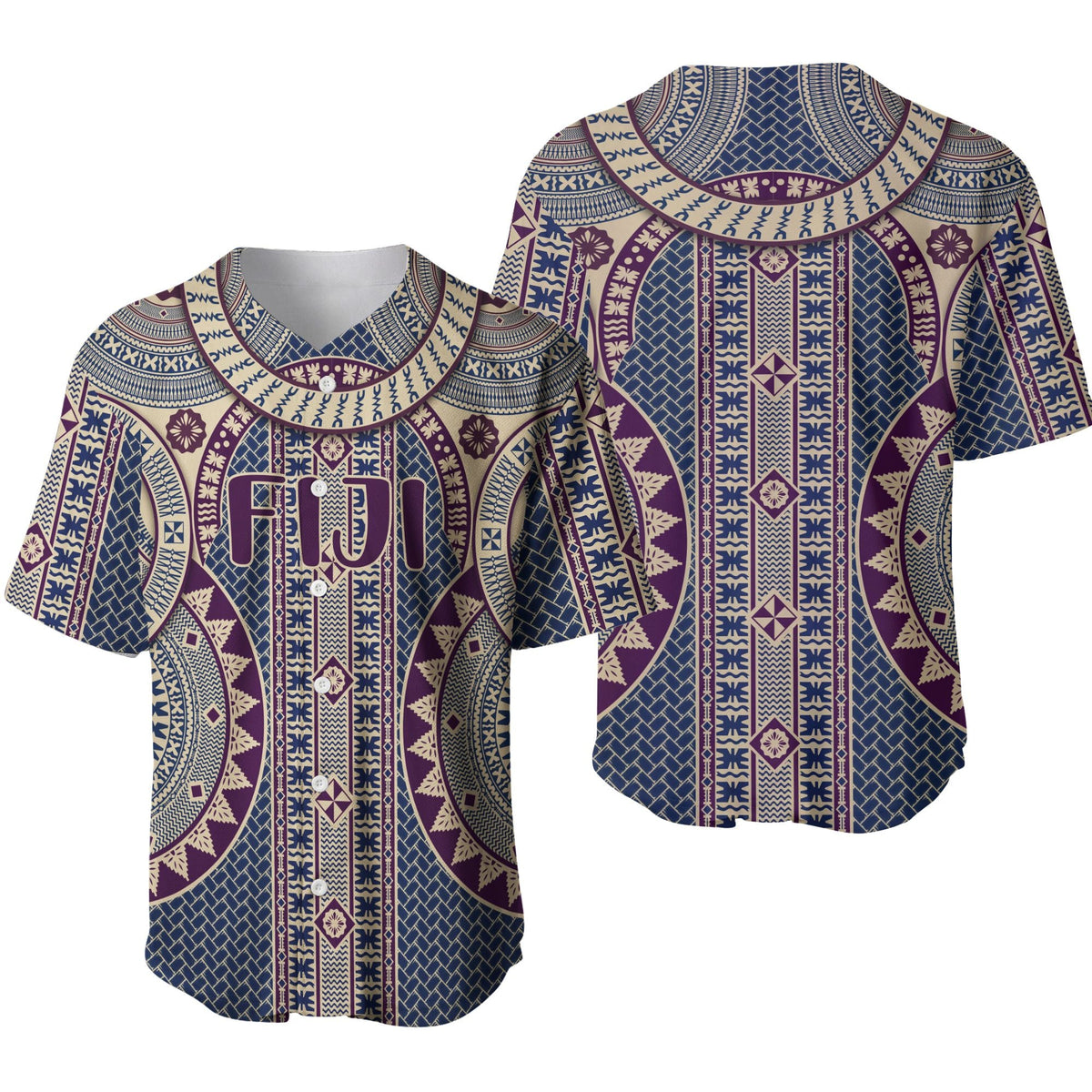 Wonder Print Shop Baseball Jersey - Fiji Circle Tapa Fala Masi Baseball Jersey LT10 - Wonder Print Shop
