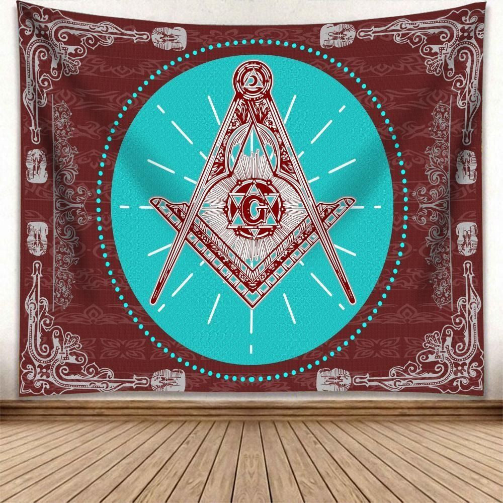 Wonder Print Shop Tapestry - Freemasonry Crest Ver3 Tapestry LT10 - Wonder Print Shop