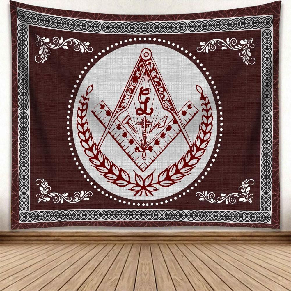 Wonder Print Shop Tapestry - Freemasonry Crest Ver4 Tapestry LT10 - Wonder Print Shop