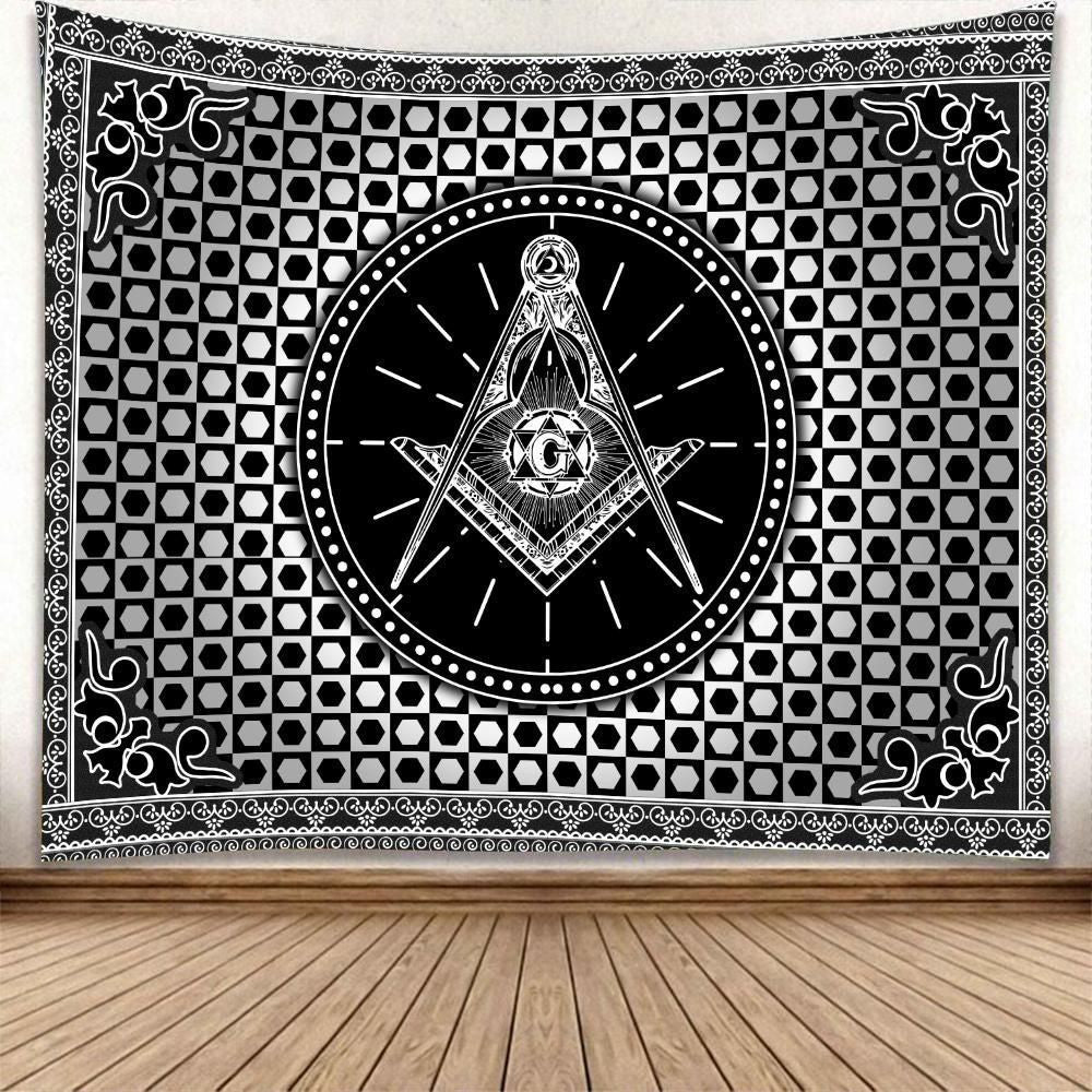 Wonder Print Shop Tapestry - Freemasonry Crest Ver2 Tapestry LT10 - Wonder Print Shop