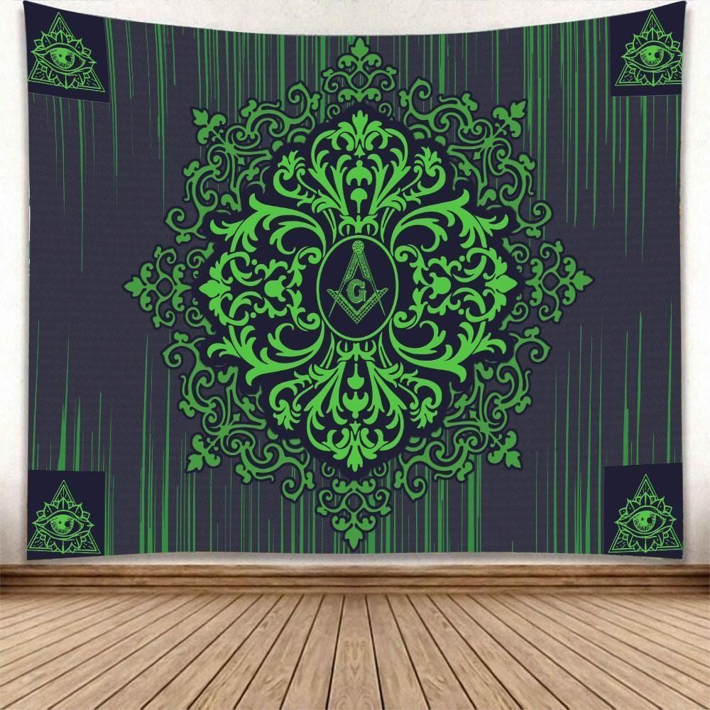 Wonder Print Shop Tapestry - Freemason Floral Crest Tapestry LT10 - Wonder Print Shop