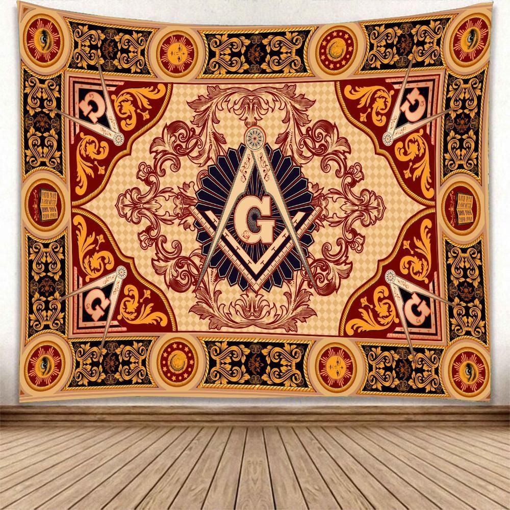 Wonder Print Shop Tapestry - Freemasonry Crest Ver5 Tapestry LT10 - Wonder Print Shop