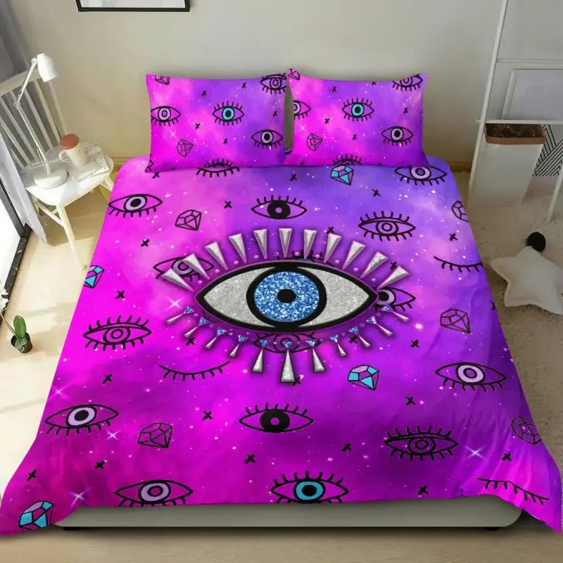 Bedding Set - Evil Eye Bedding Set Simple Style - Pink LT8 - Wonder Print Shop