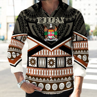Wonder Print Shop Fiji Long Sleeve Button Shirt - Fiji Masi Coat Of Arms Long Sleeve Button Shirt LT10 - Wonder Print Shop