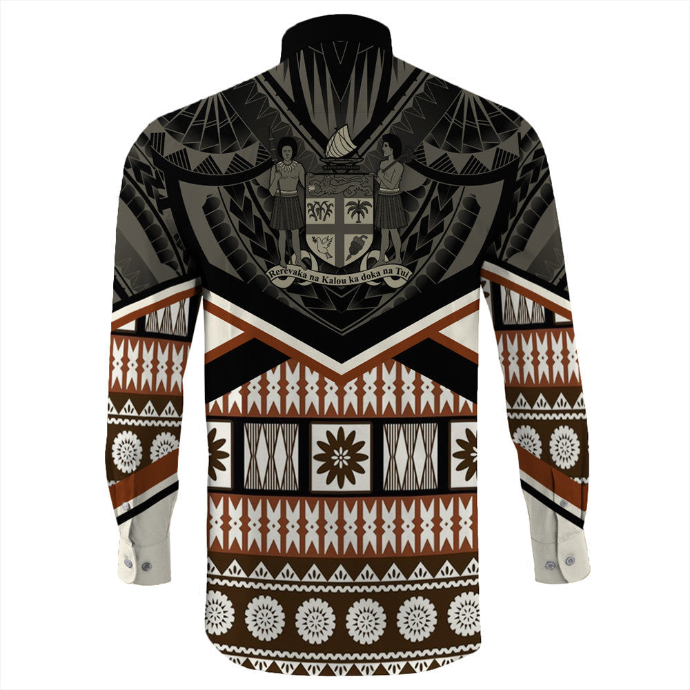 Wonder Print Shop Fiji Long Sleeve Button Shirt - Fiji Masi Coat Of Arms Long Sleeve Button Shirt LT10 - Wonder Print Shop