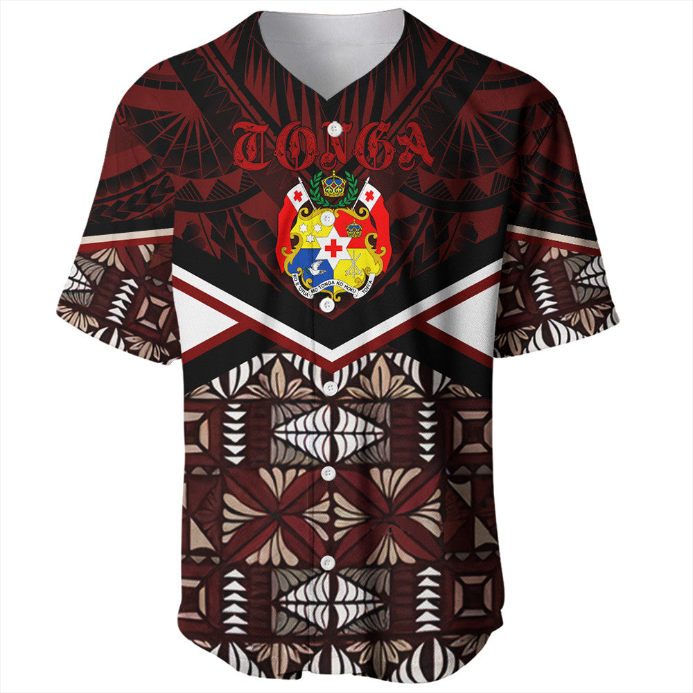 Wonder Print Shop Tonga Baseball Jersey - Tonga Ngatu Kupesi Coat Of Arms Baseball Jersey LT10 - Wonder Print Shop