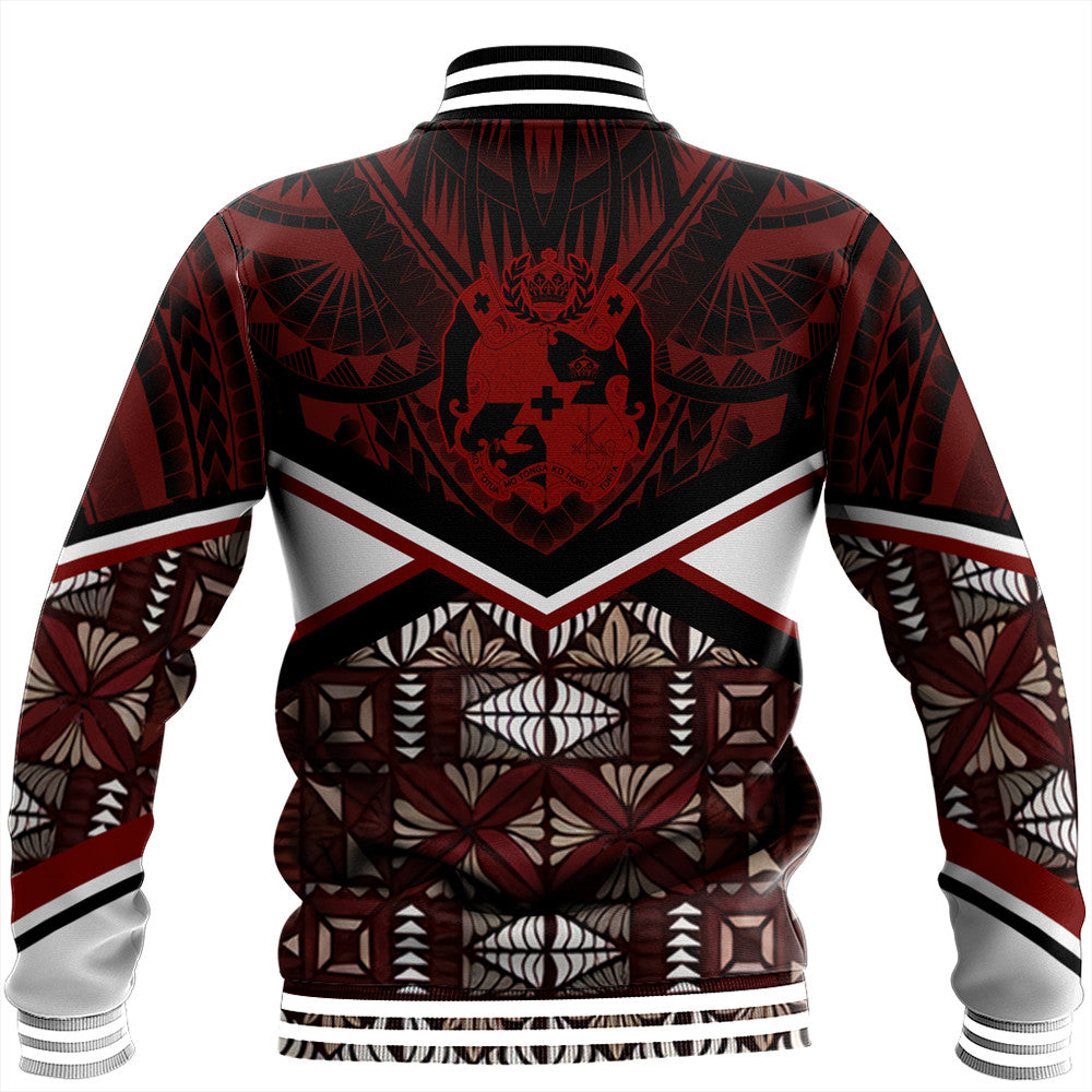 Wonder Print Shop Tonga Jacket - Tonga Ngatu Kupesi Coat Of Arms Baseball Jacket LT10 - Wonder Print Shop