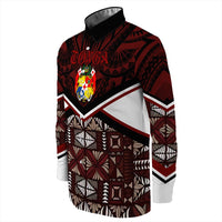 Wonder Print Shop Tonga Long Sleeve Button Shirt - Tonga Ngatu Kupesi Coat Of Arms Long Sleeve Button Shirt LT10 - Wonder Print Shop
