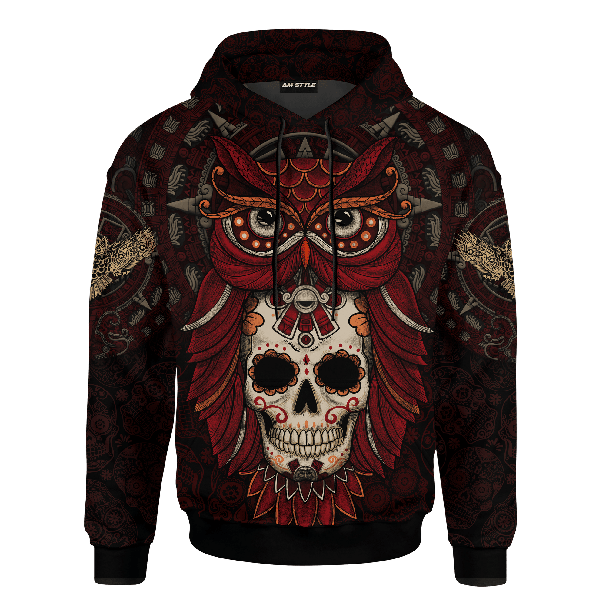 aztec-maya-sugar-skull-mexico-dia-de-muertos-vintage-3d-all-over-printed-hoodie