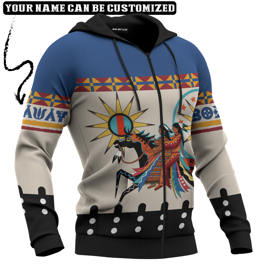 Native American Indian Horse Tipi Patterns Ledger Art For Couple Customized 3D All Over Printed Hoodie - Wonder Print Shop