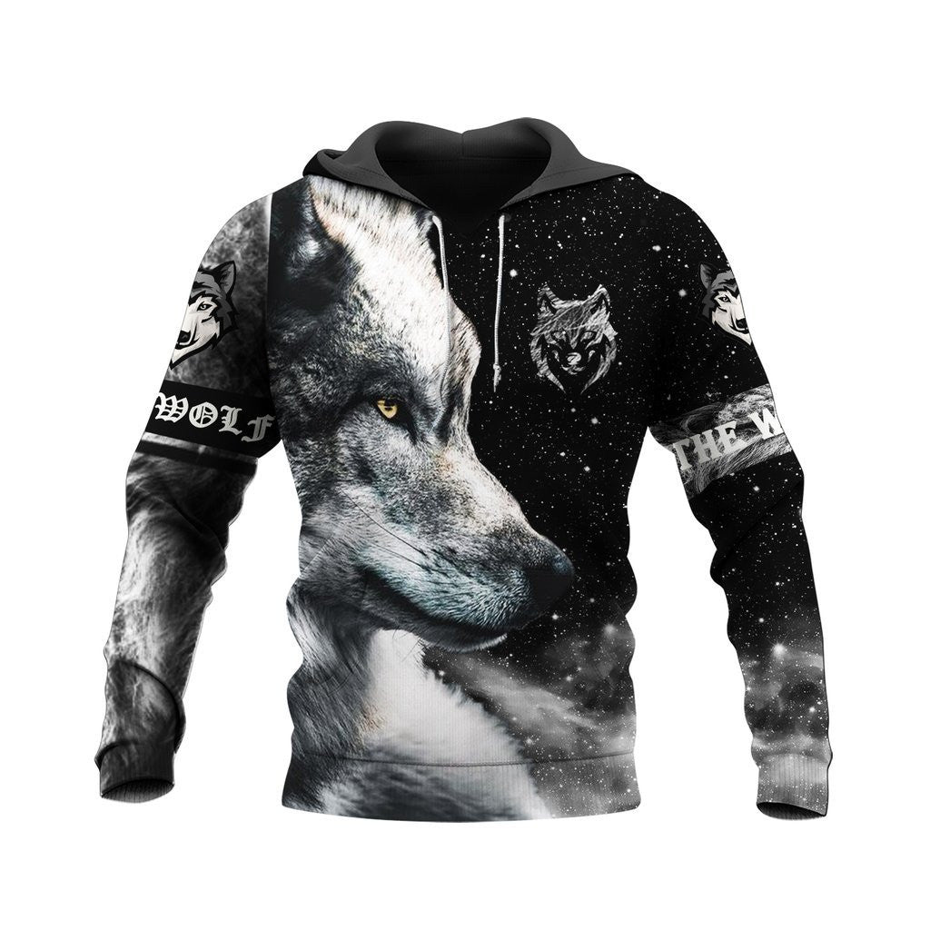 Wolf Black Native American All Over Printed Hoodie Unisex - Wonder Print Shop