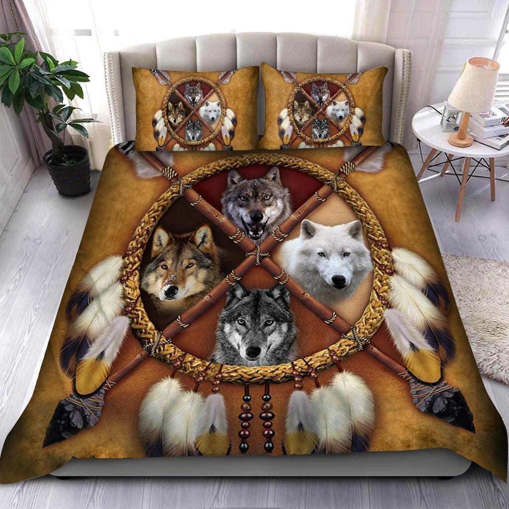 amazing-four-wolves-dreamcatcher-native-american-bedding