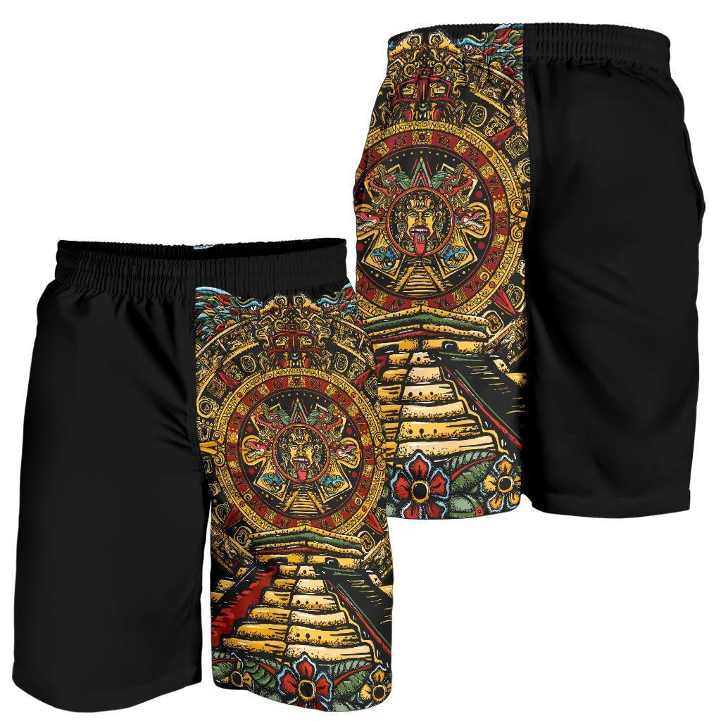 mexico-aztec-sun-stone-tattoo-men-shorts