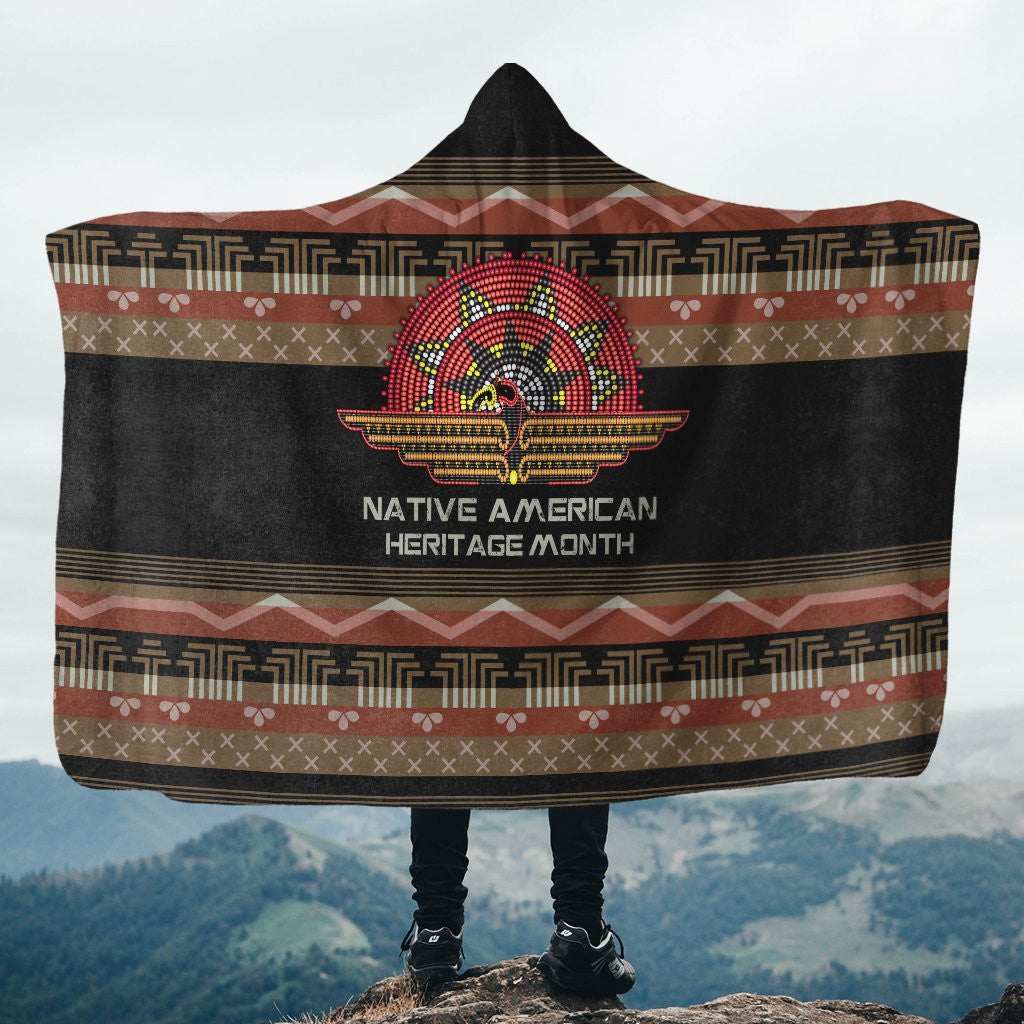 eagle-flying-native-american-heritage-month-hooded-blanket