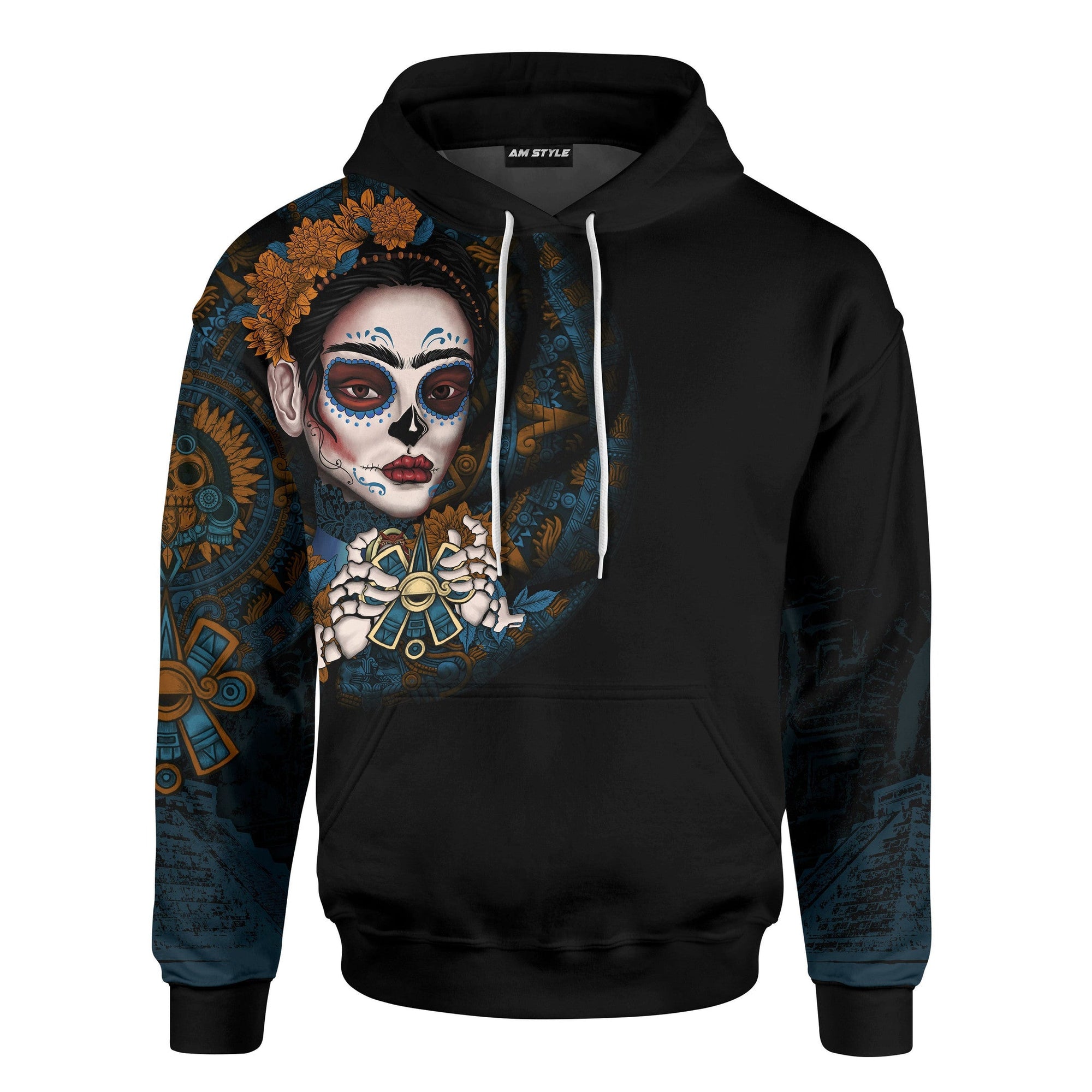 aztec-mayan-mexico-frida-kahlo-day-of-the-dead-3d-all-over-printed-customized-hoodie