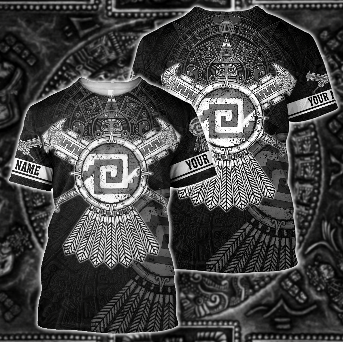 mexico-aztec-weapon-sun-stone-customize-3d-all-over-printed-unisex-t-shirt