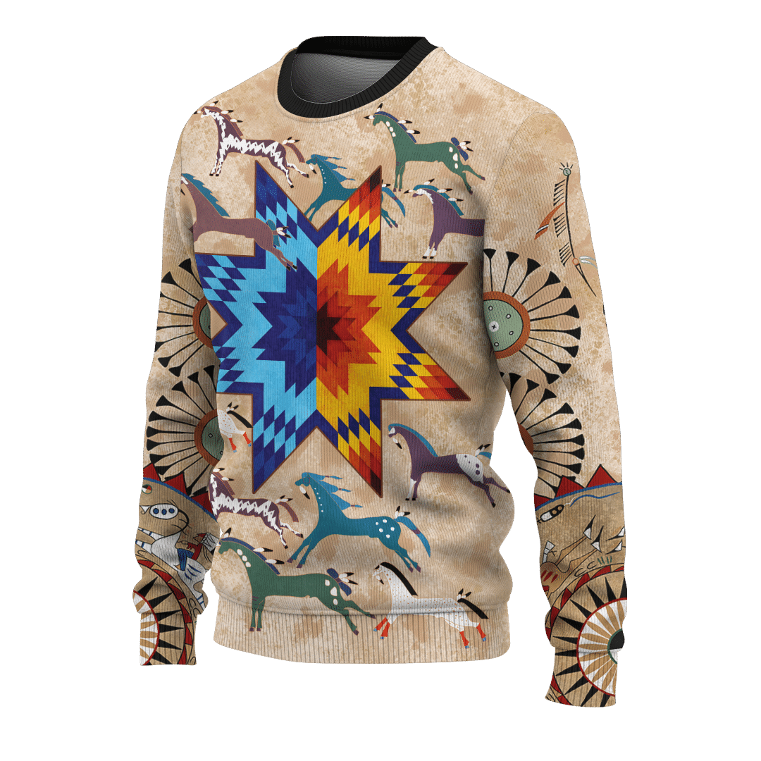 native-american-indian-horse-with-native-star-ledger-art-customized-3d-all-over-printed-sweater