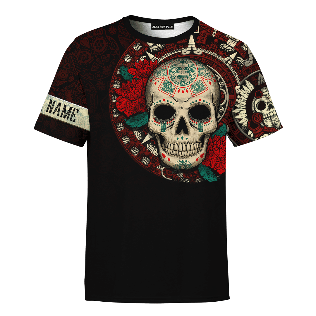 (Custom Personalised) Aztec Maya Mexico OwlSugar Skull Day Of The Dead Shirt T Shirt - Wonder Print Shop